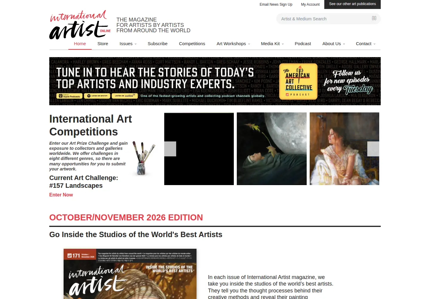 Captured homepage of internationalartist.com in the current scan
