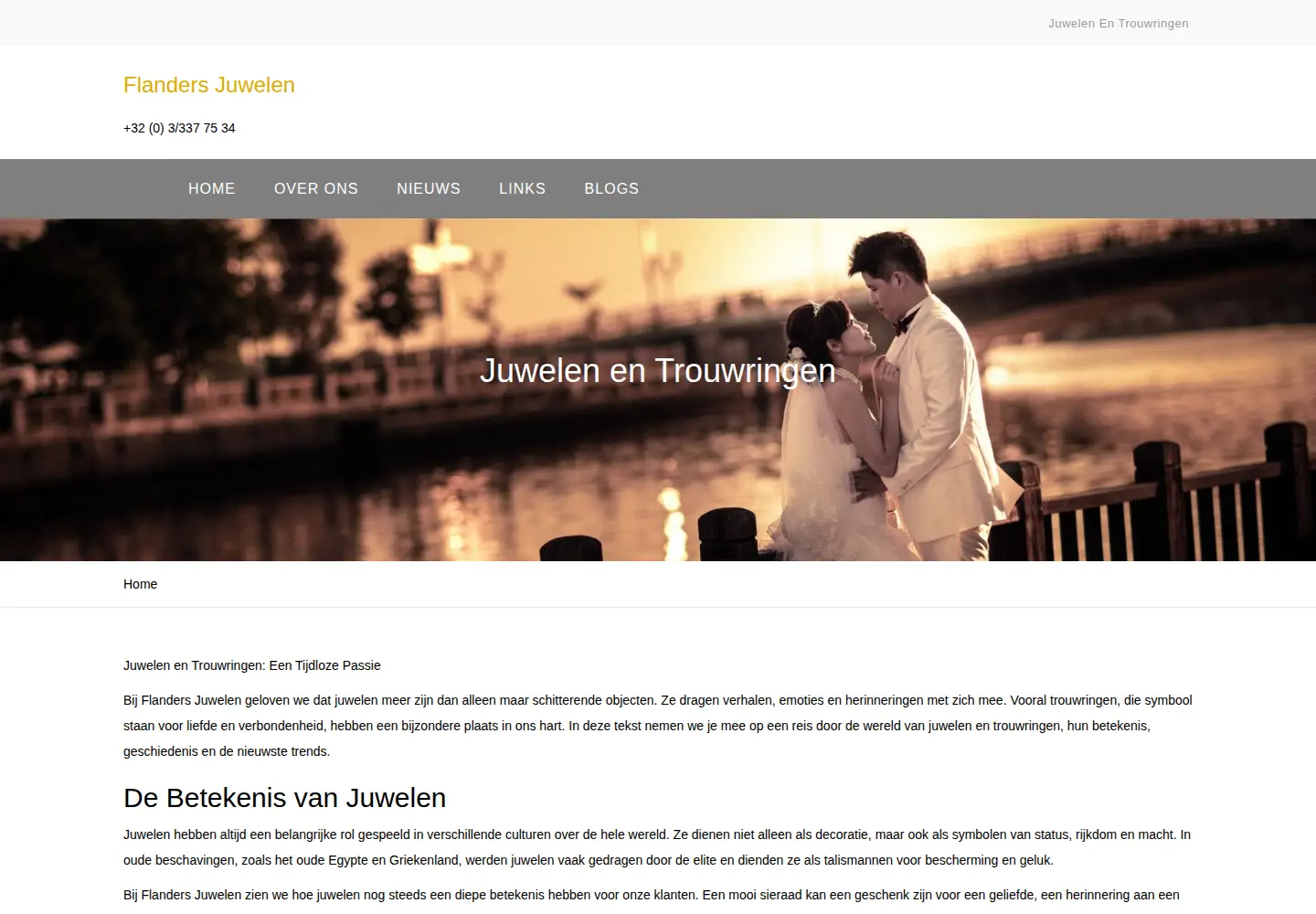 Screenshot of flandersjuwelen.be