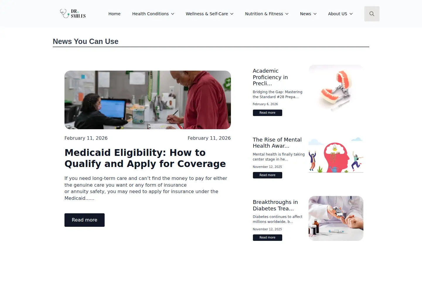 Captured homepage of drsmiles.in in the current scan