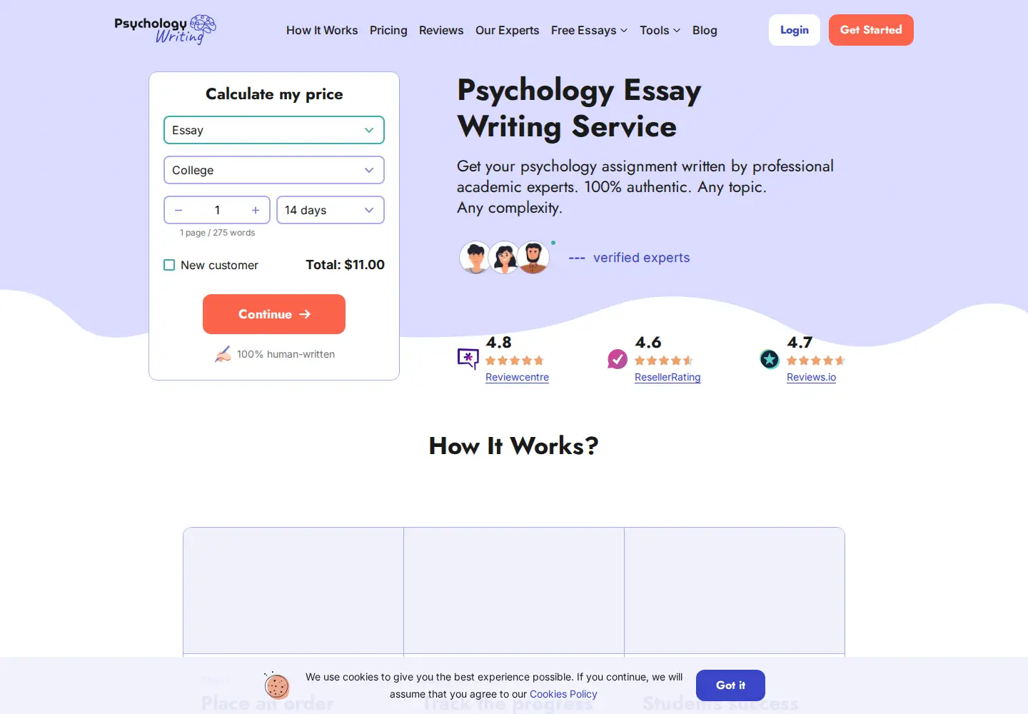 Screenshot of psychologywriting.com