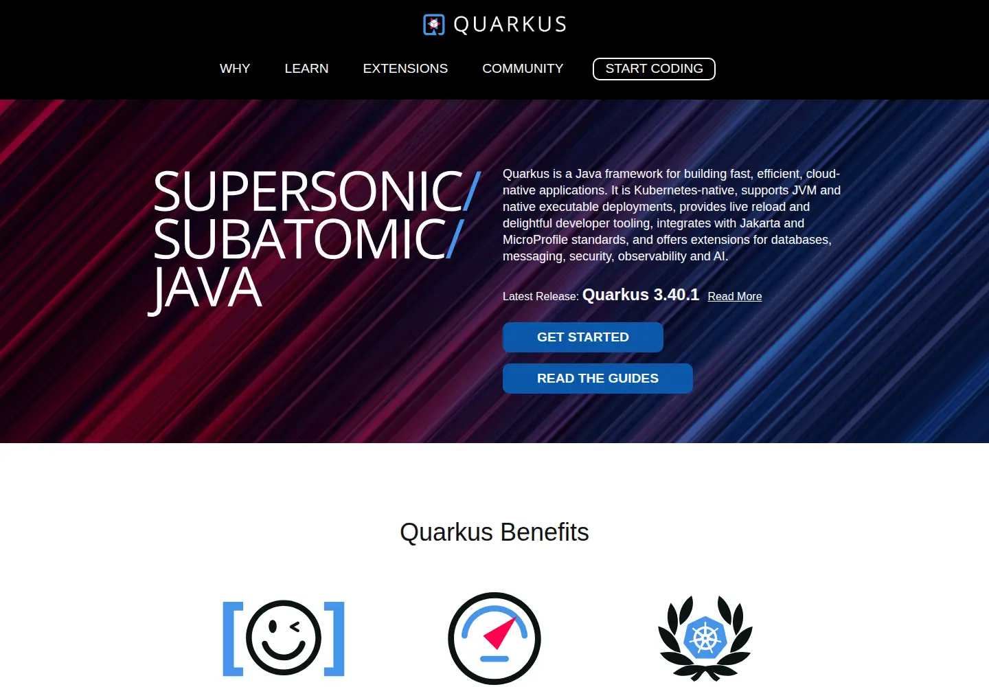 Screenshot of quarkus.io