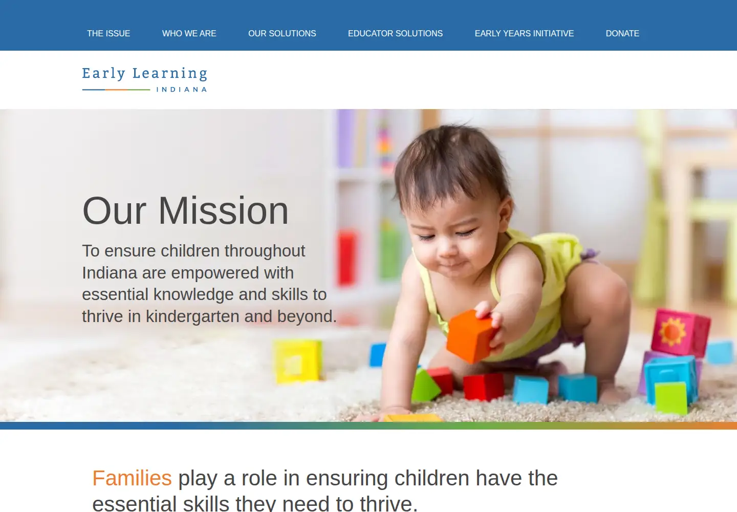 Captured homepage of earlylearningin.org in the current scan
