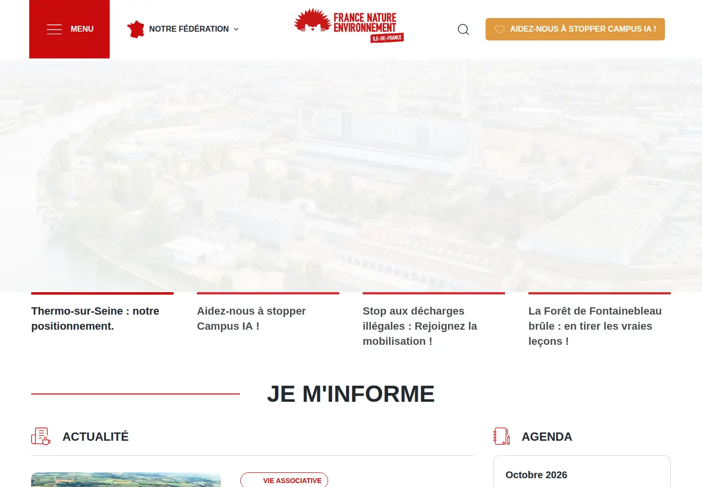 Screenshot of fne-idf.fr