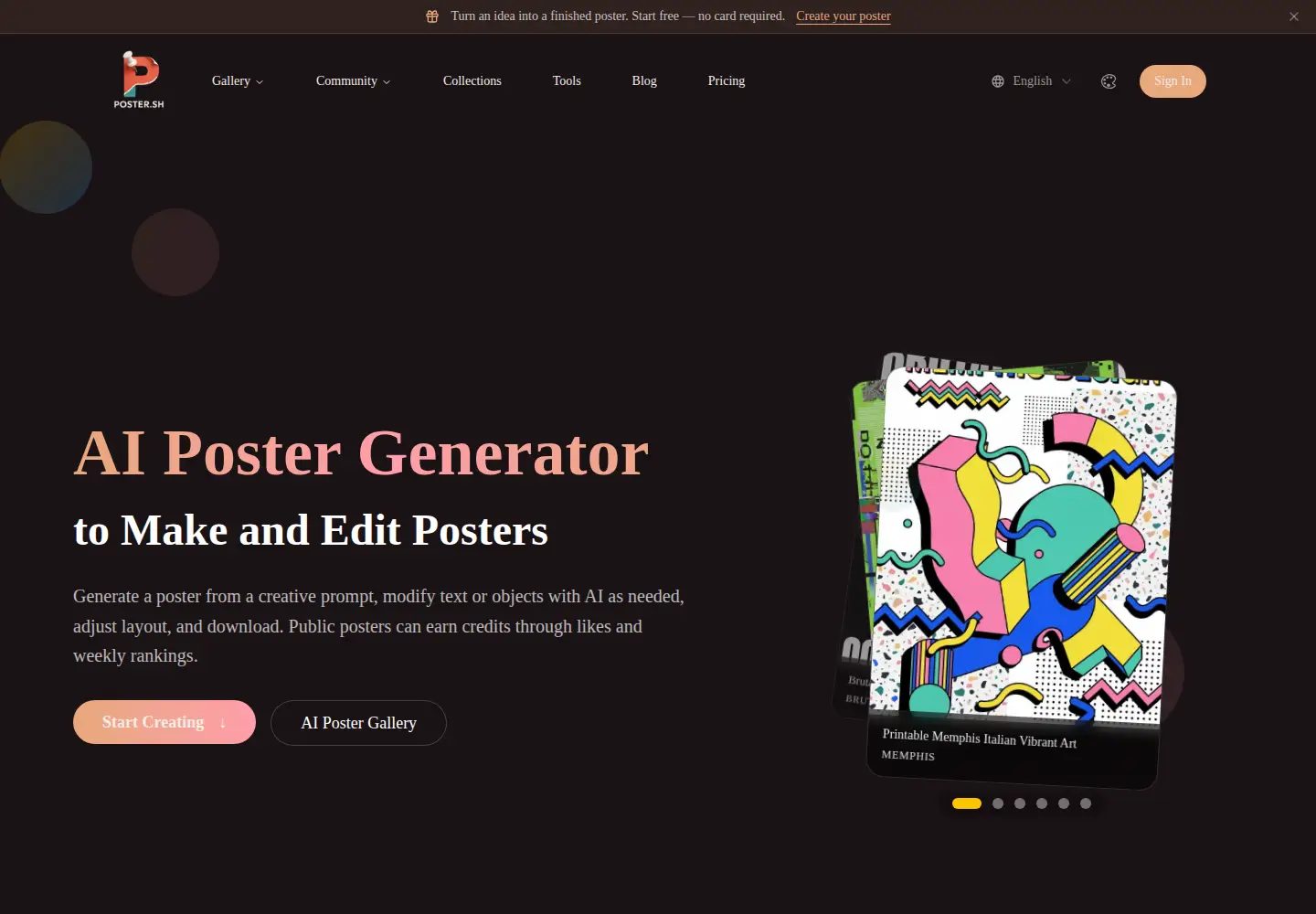 Captured homepage of poster.sh in the current scan