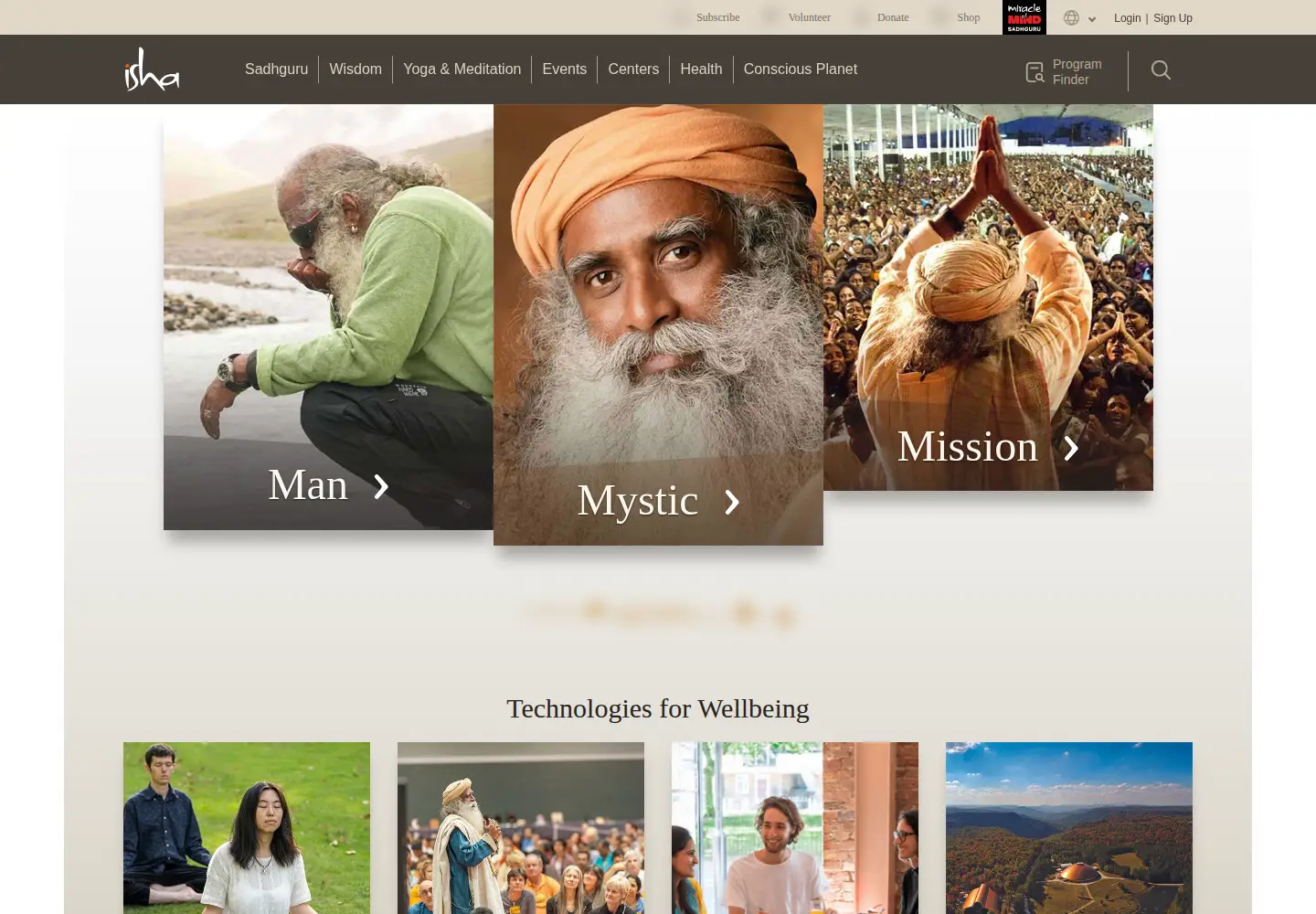 Captured homepage of sadhguru.org in the current scan