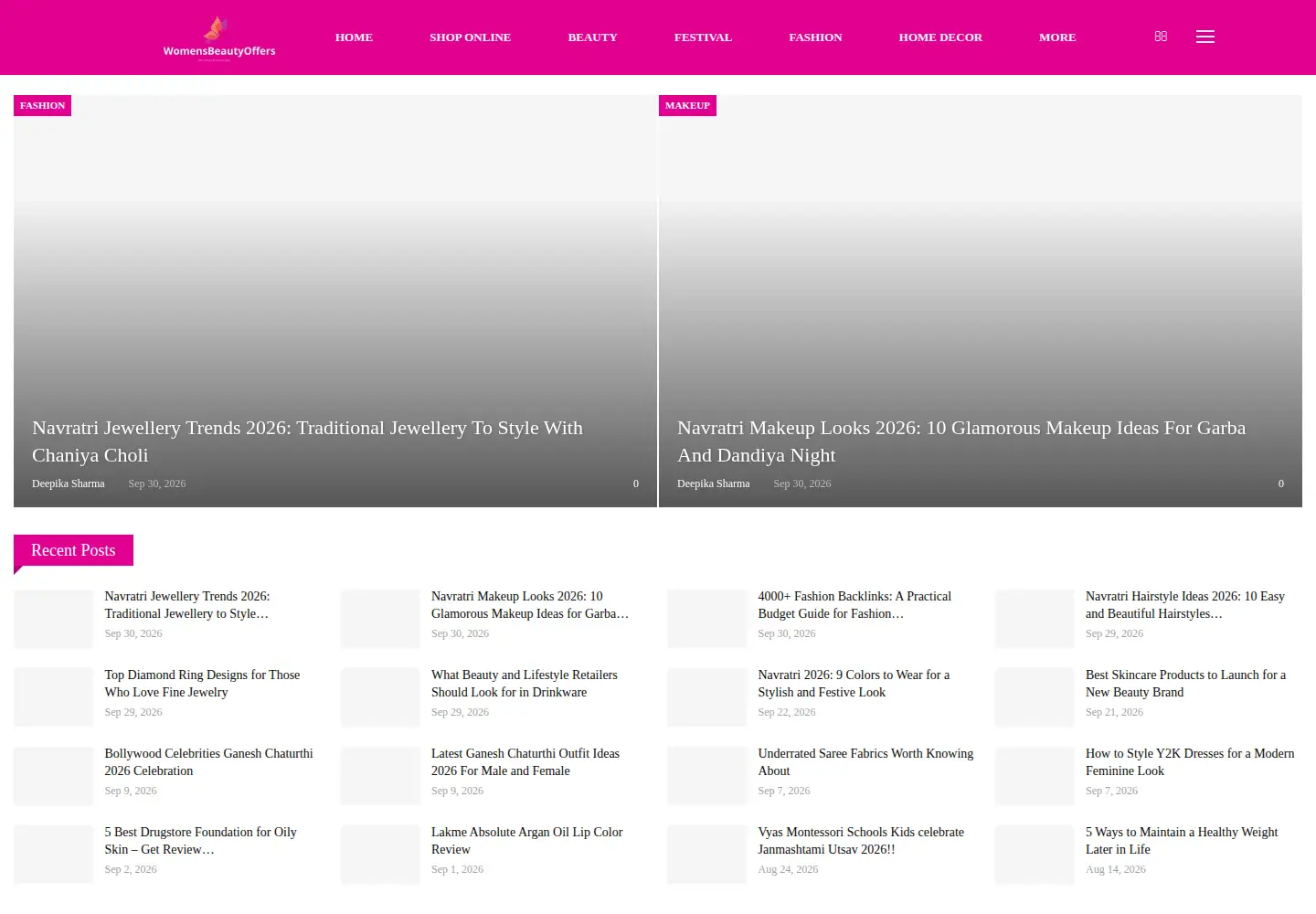 Screenshot of womensbeautyoffers.com