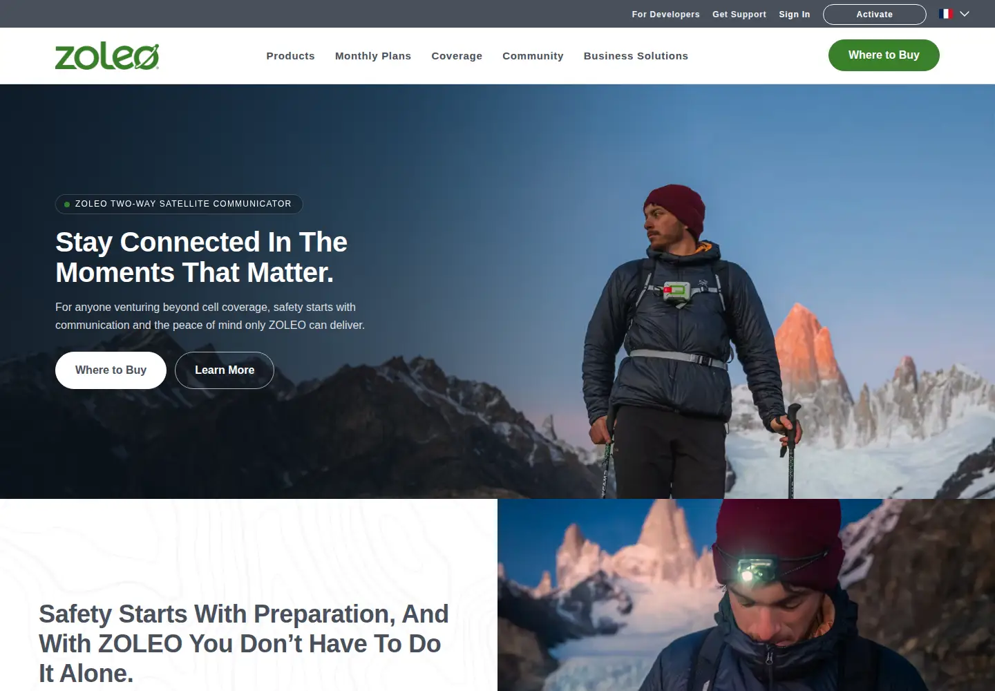 Screenshot of zoleo.com