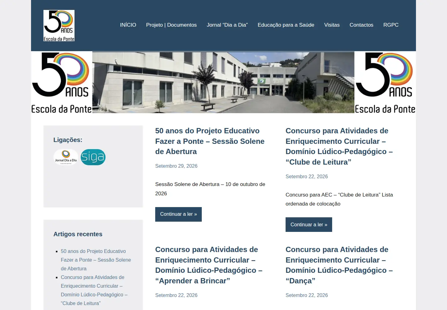 Captured homepage of escoladaponte.pt in the current scan