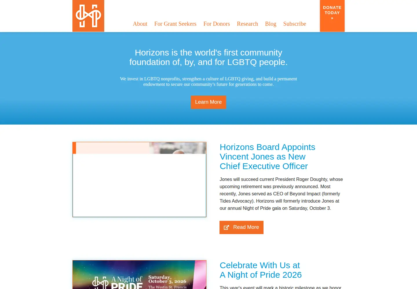 Screenshot of horizonsfoundation.org