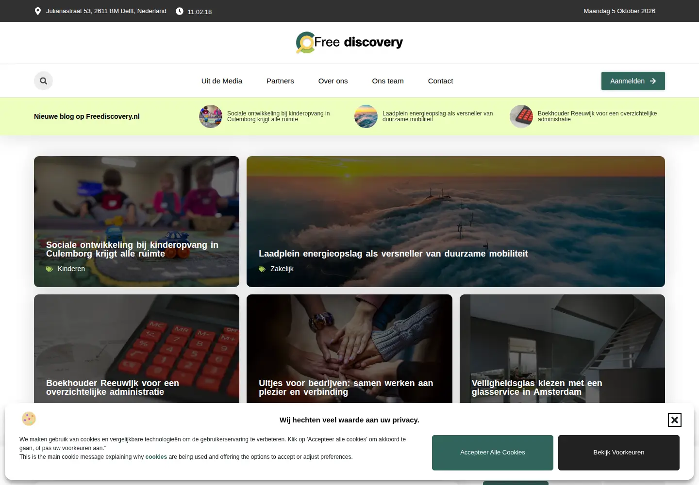 Captured homepage of freediscovery.nl in the current scan