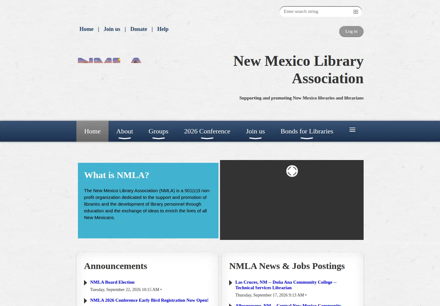 Captured homepage of nmla.org in the current scan
