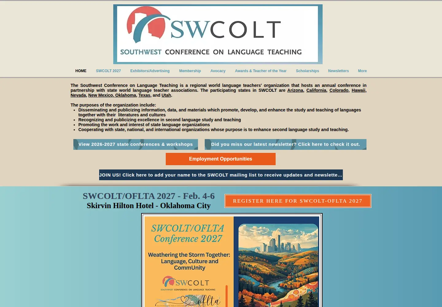 Captured homepage of swcolt.org in the current scan