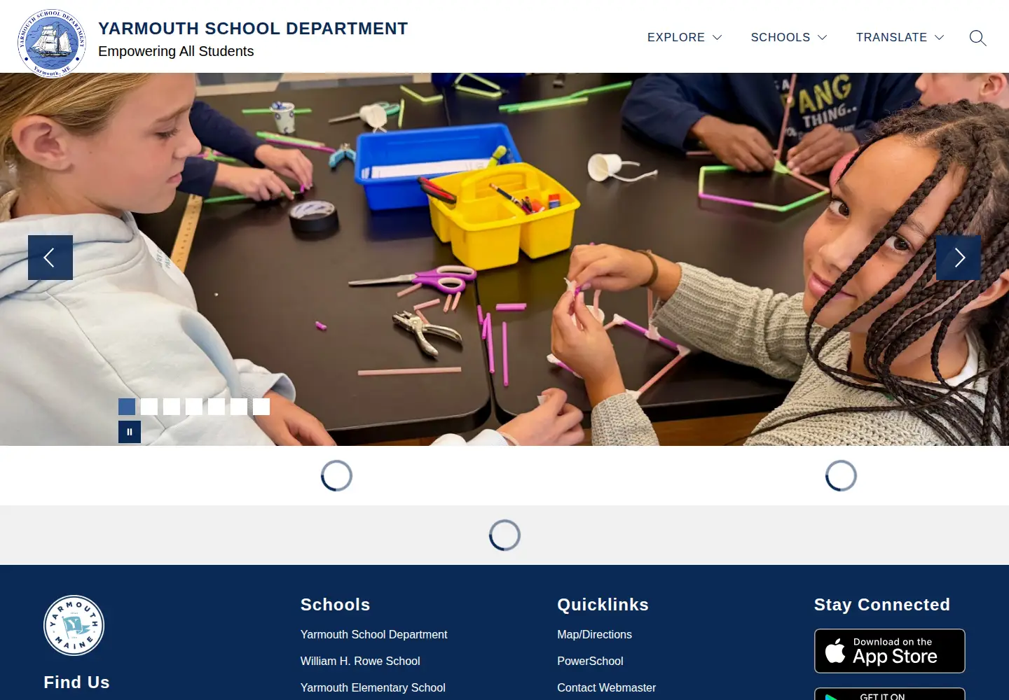 Captured homepage of yarmouthschools.org in the current scan
