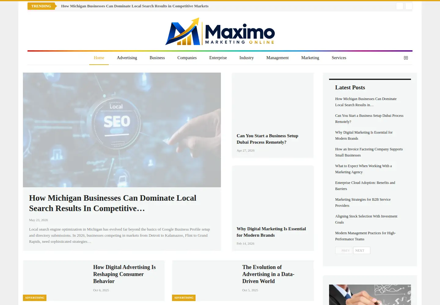 Screenshot of maximomarketingonline.com