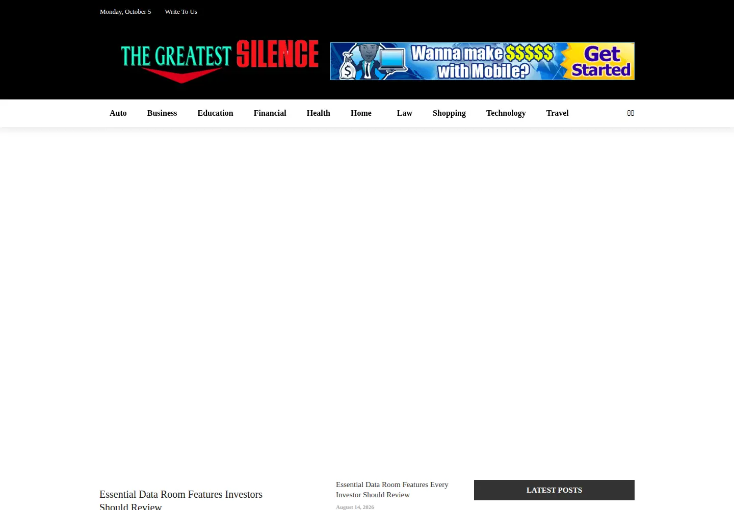 Captured homepage of thegreatestsilence.org in the current scan