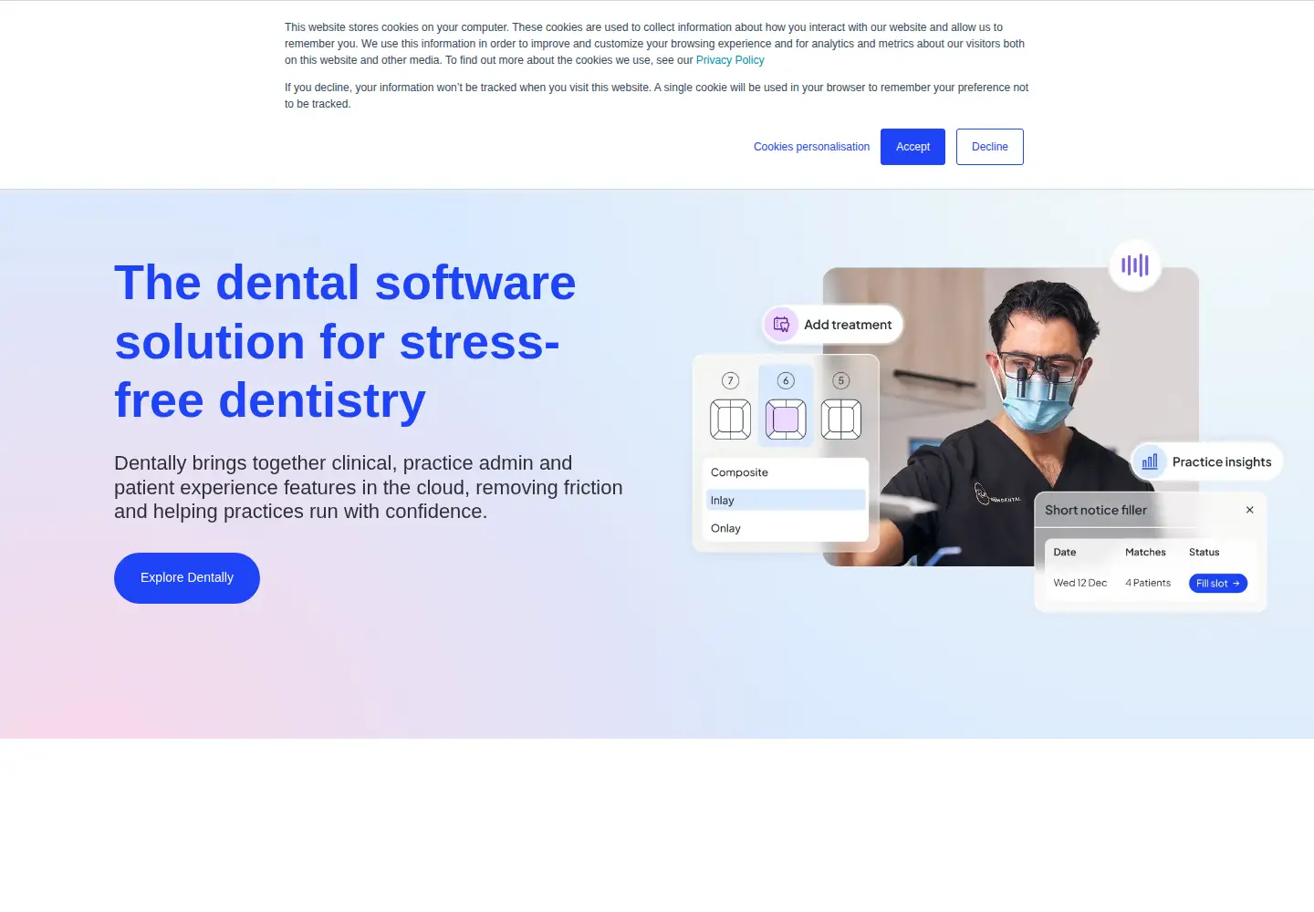 Screenshot of dentally.com