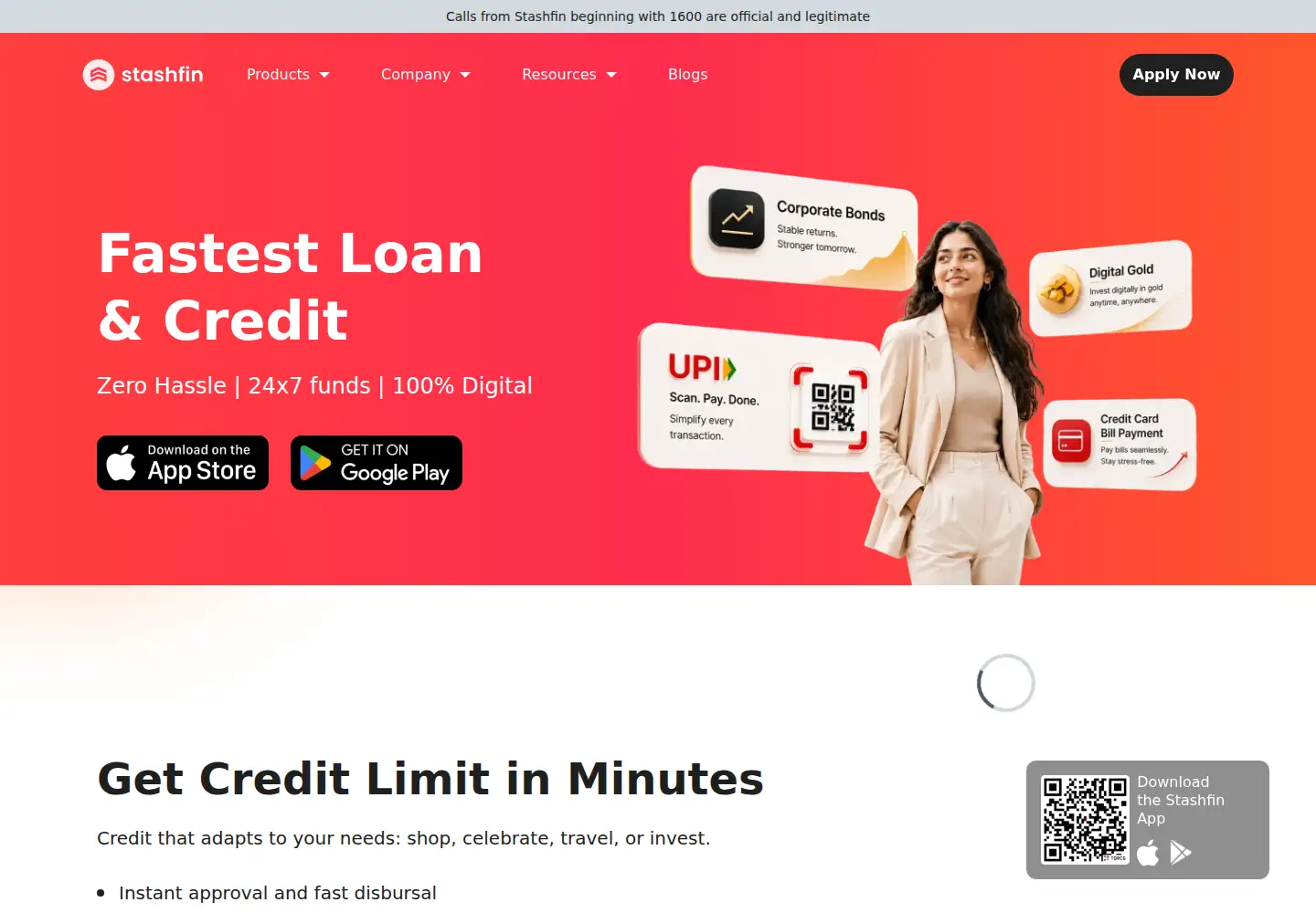 Screenshot of stashfin.com