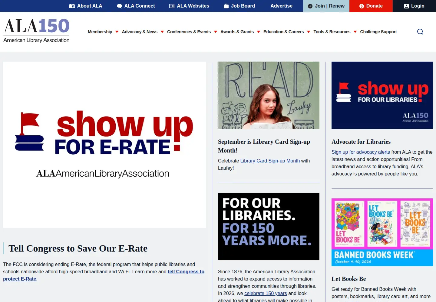 Screenshot of ala.org
