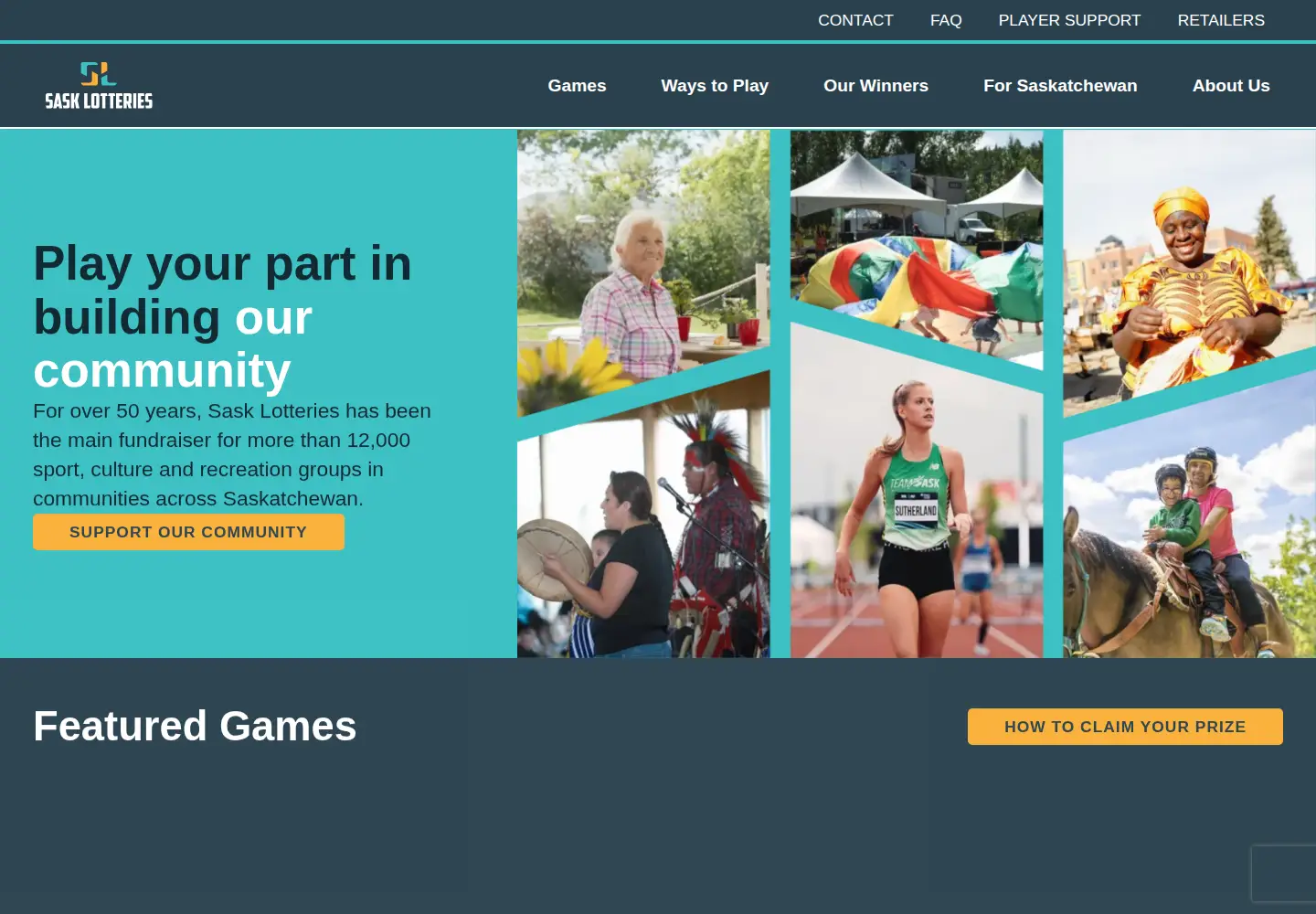 Screenshot of sasklotteries.ca