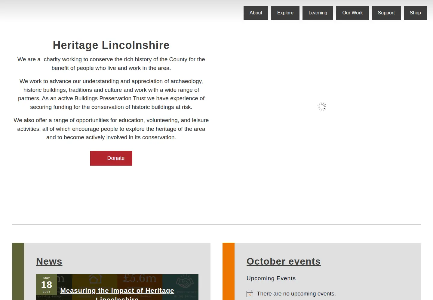 Captured homepage of heritagelincolnshire.org in the current scan
