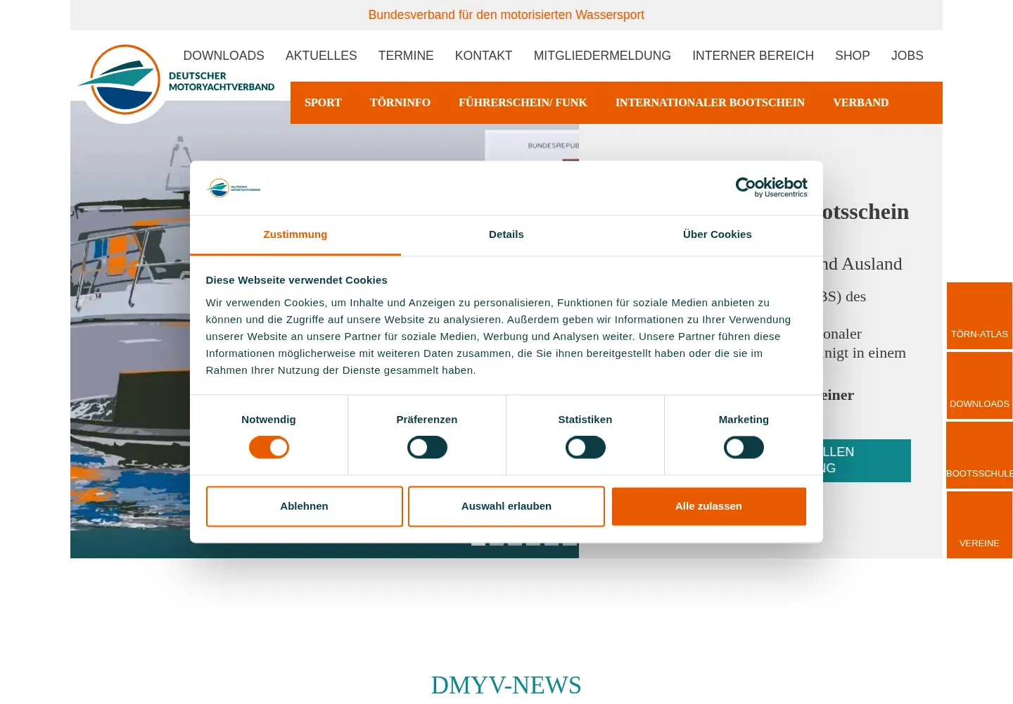 Captured homepage of dmyv.de in the current scan