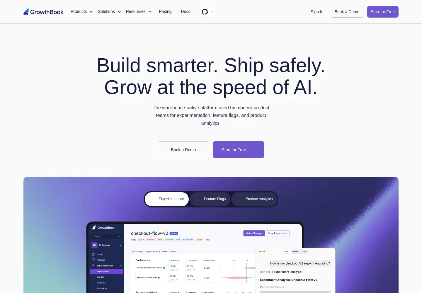 Screenshot of growthbook.io