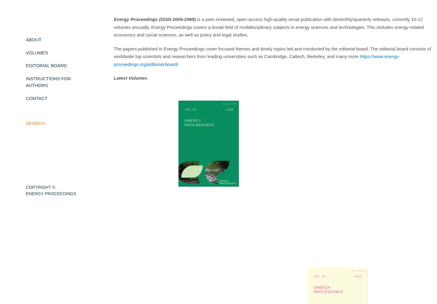 Screenshot of energy-proceedings.org