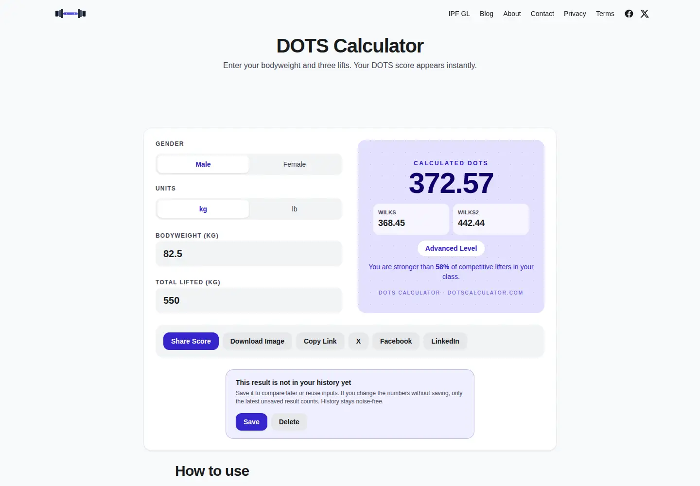 Screenshot of dotscalculator.com