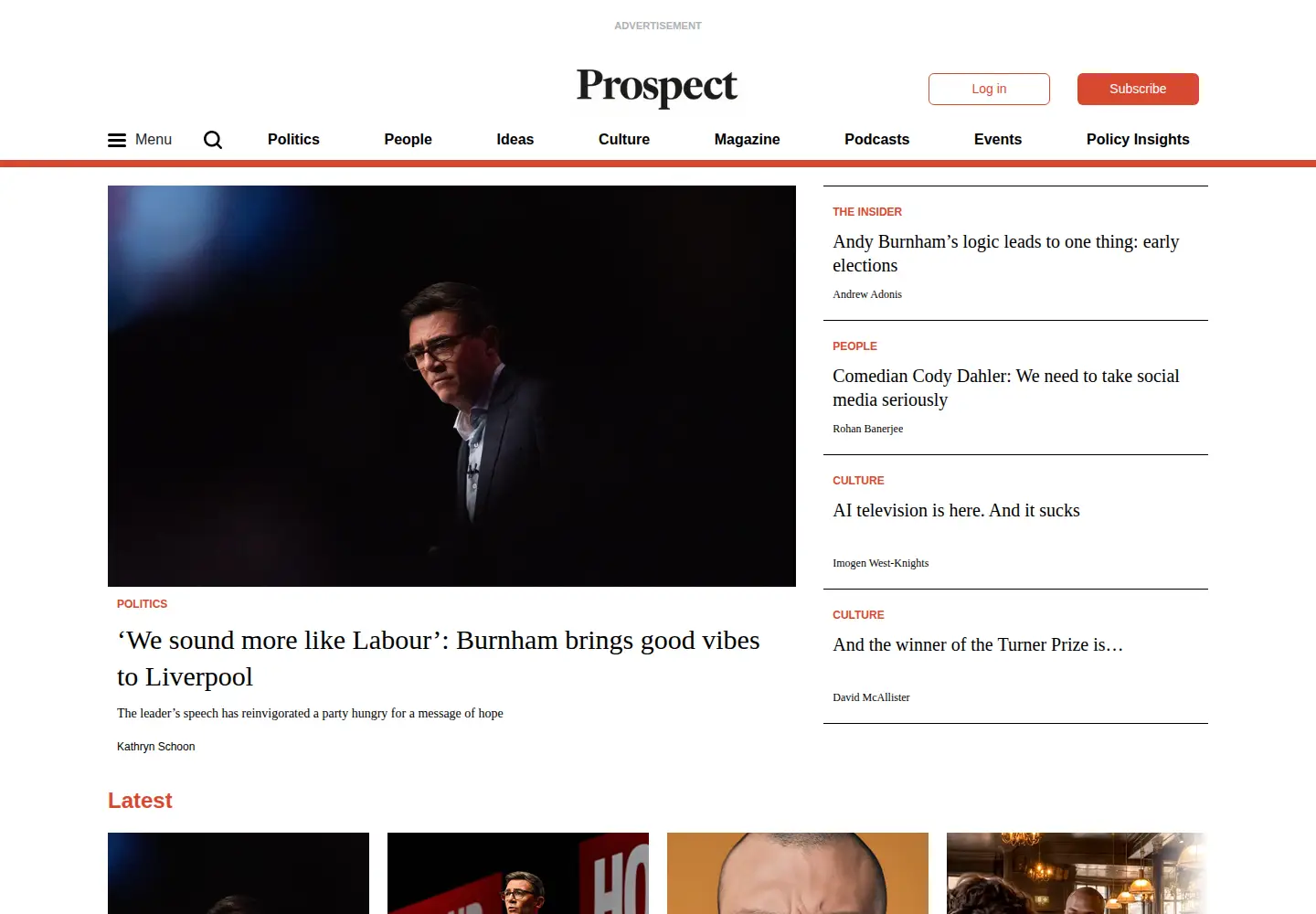 Screenshot of prospectmagazine.co.uk