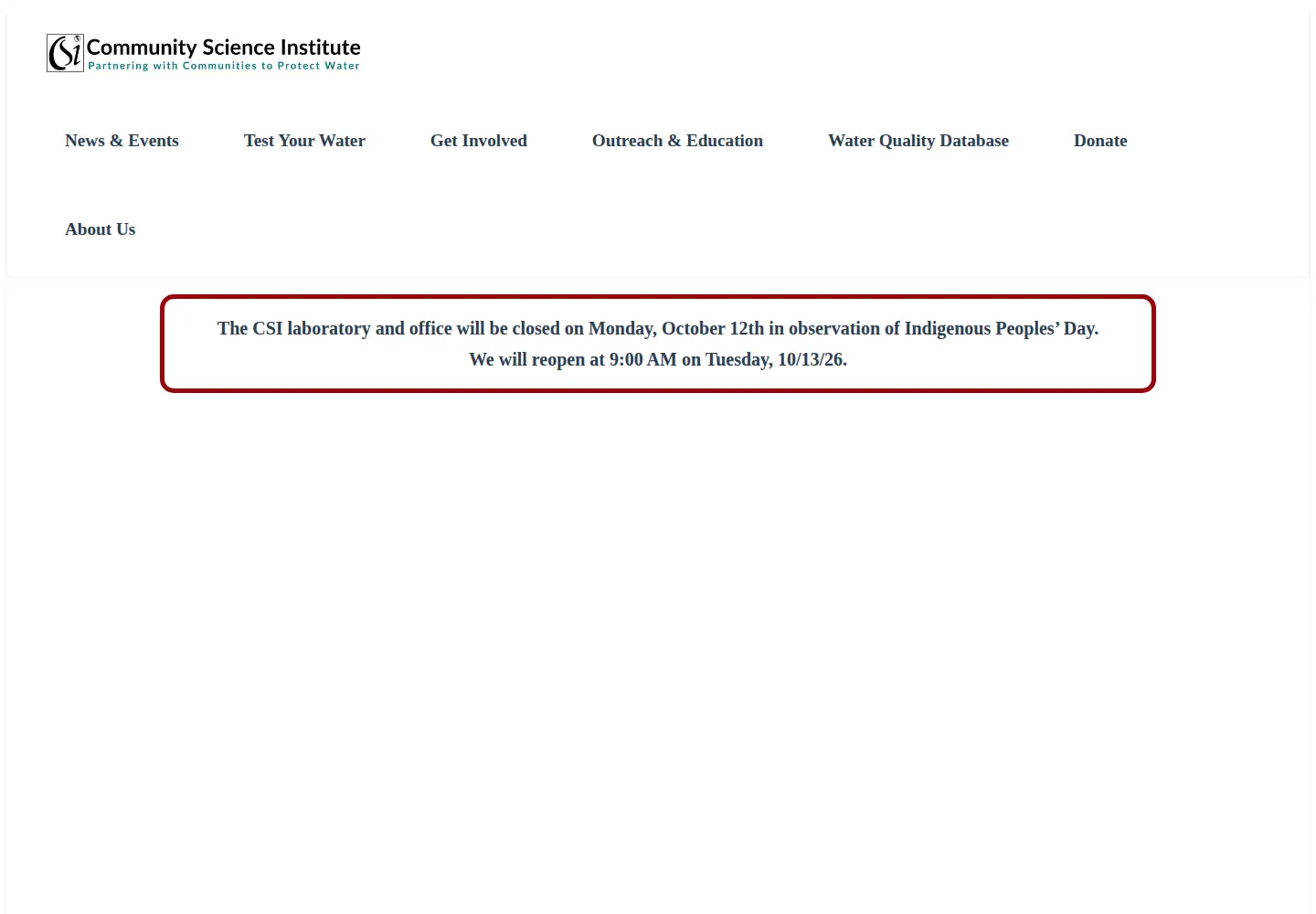 Captured homepage of communityscience.org in the current scan
