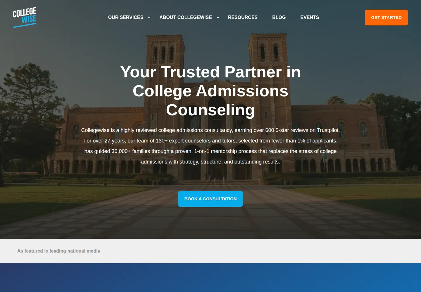 Screenshot of collegewise.com
