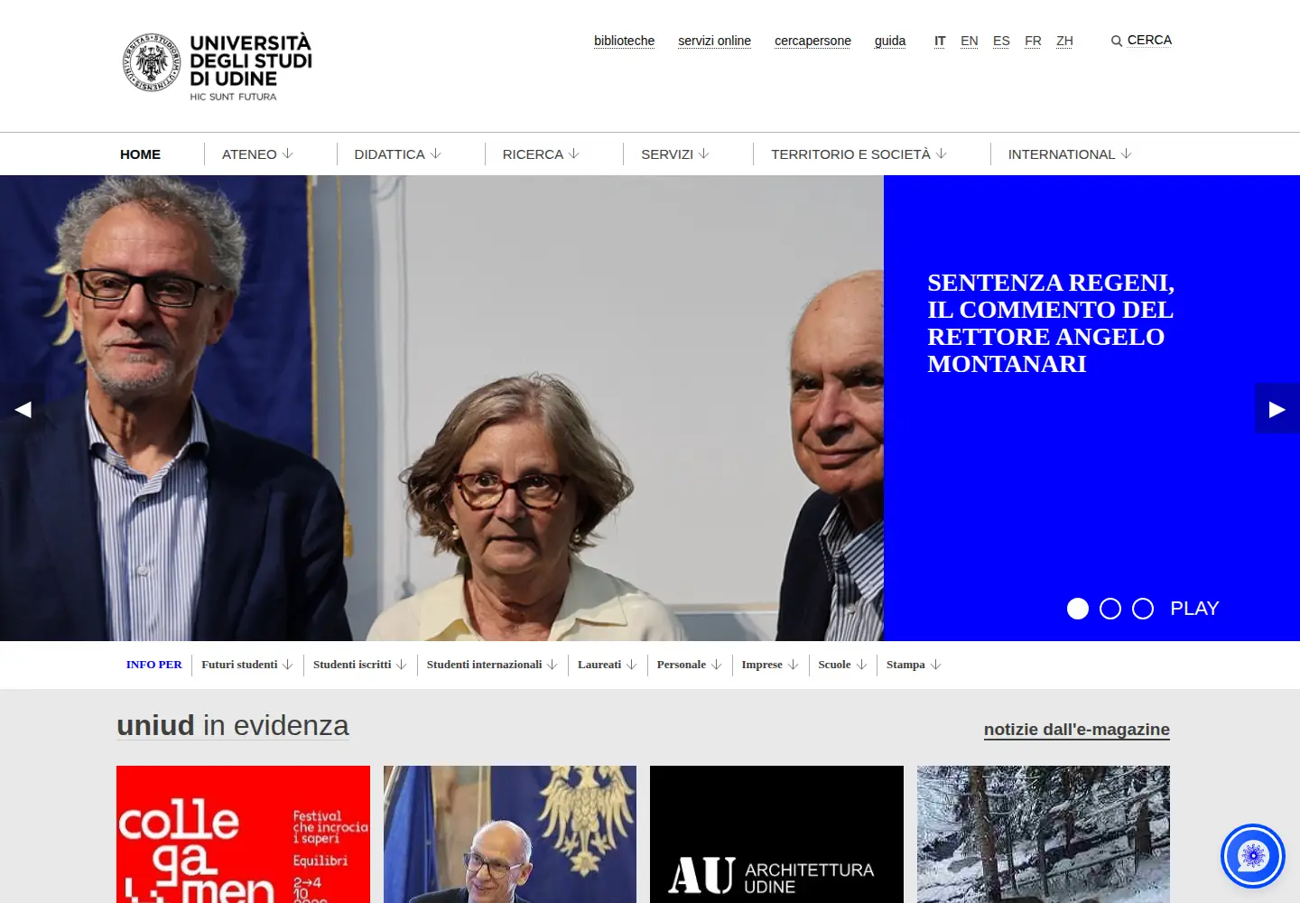 Screenshot of uniud.it