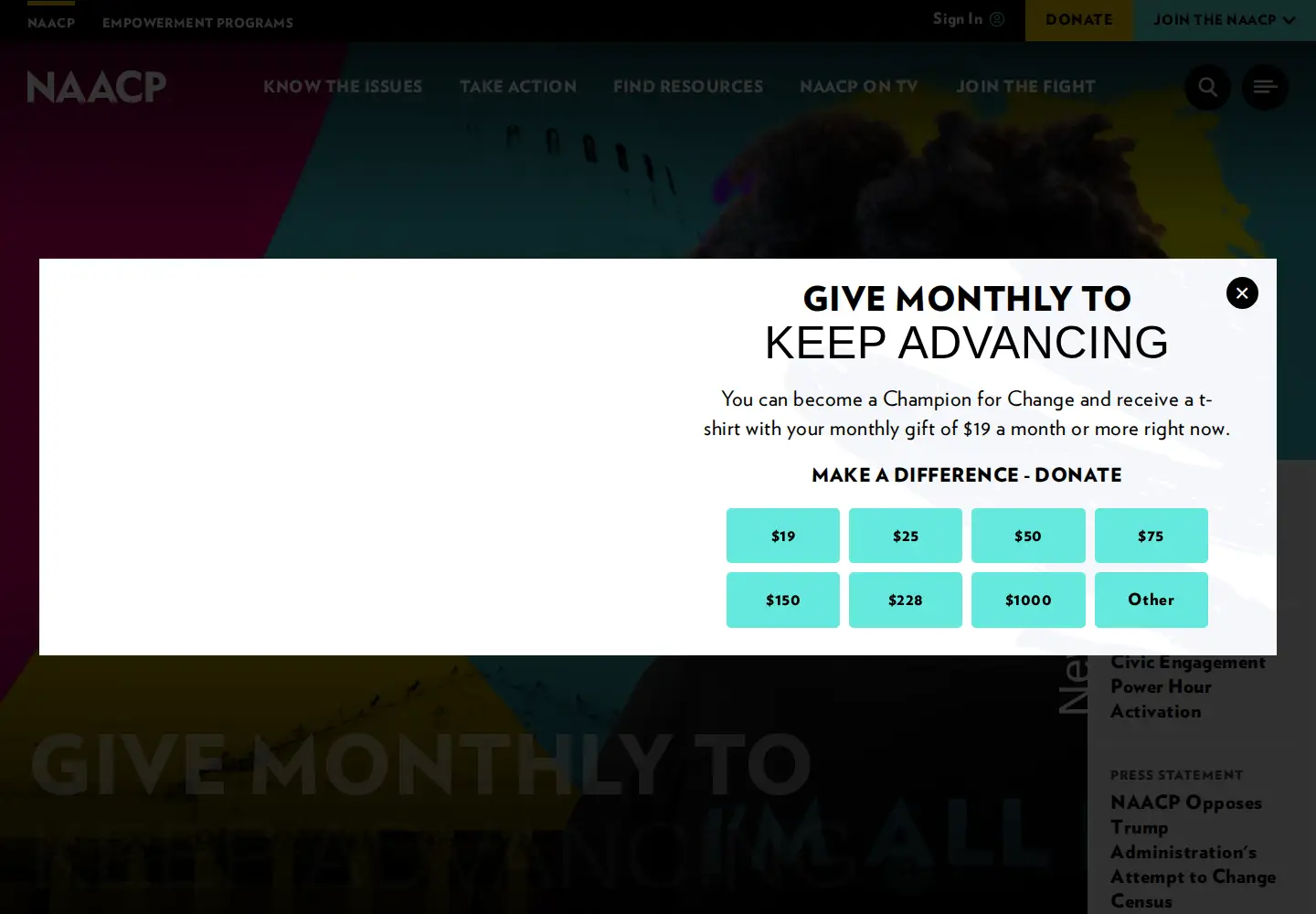 Screenshot of naacp.org