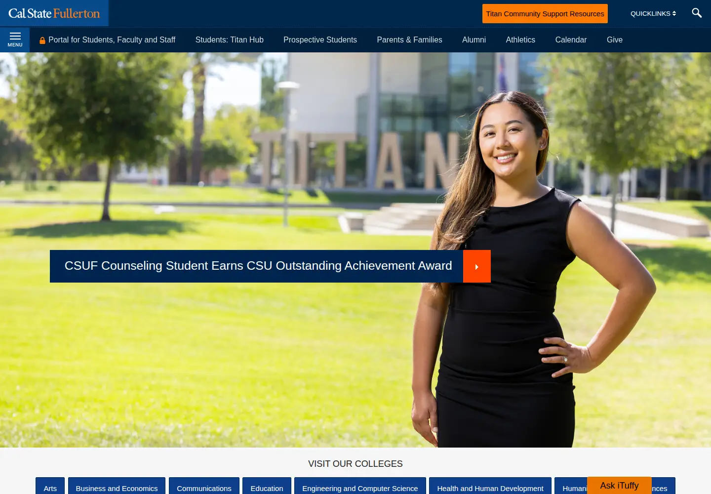 Screenshot of fullerton.edu