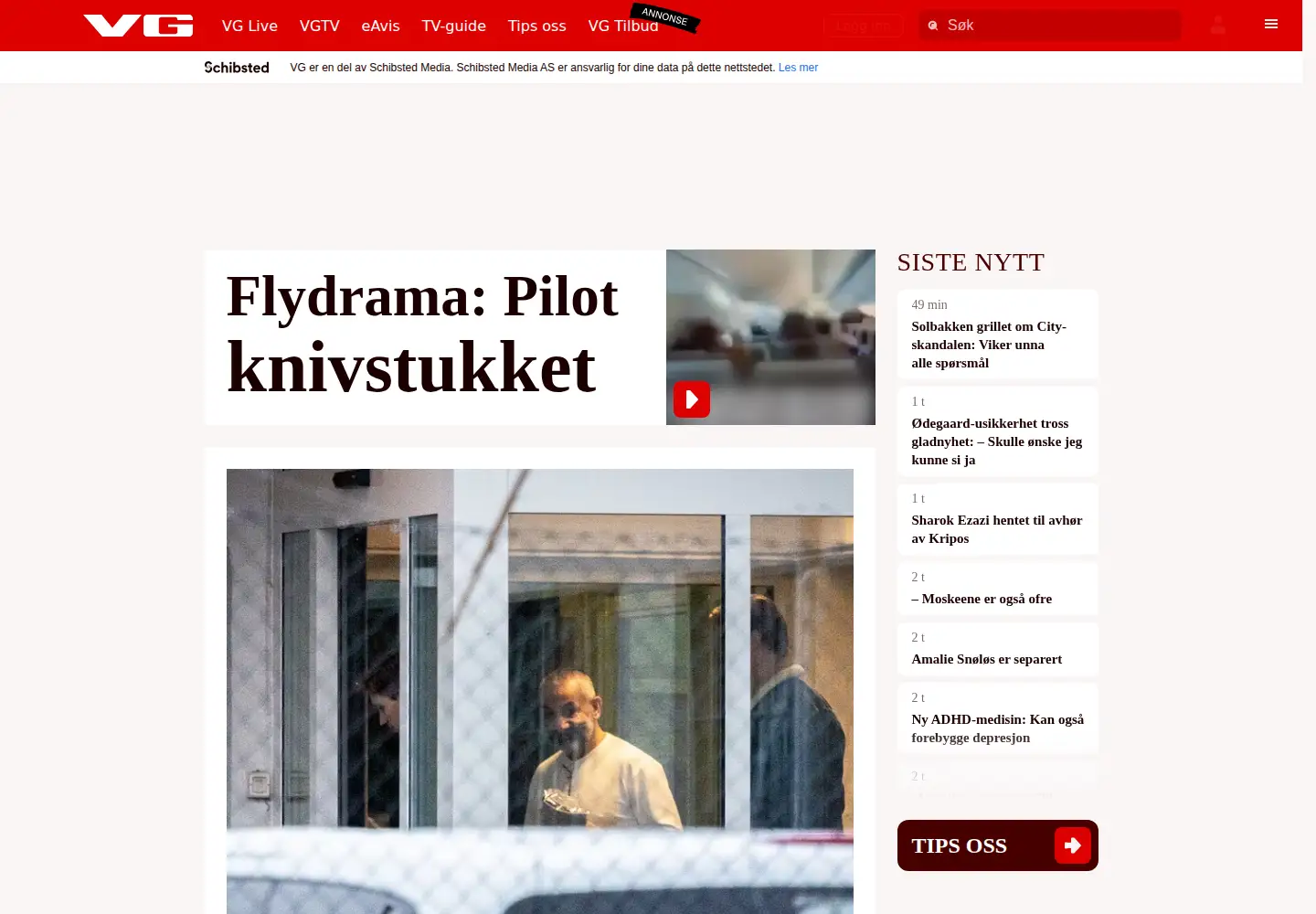 Screenshot of vg.no