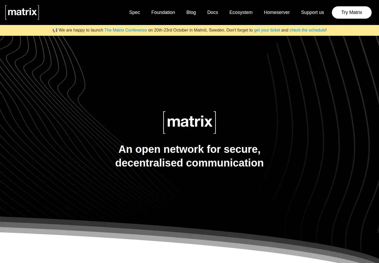 Screenshot of matrix.org