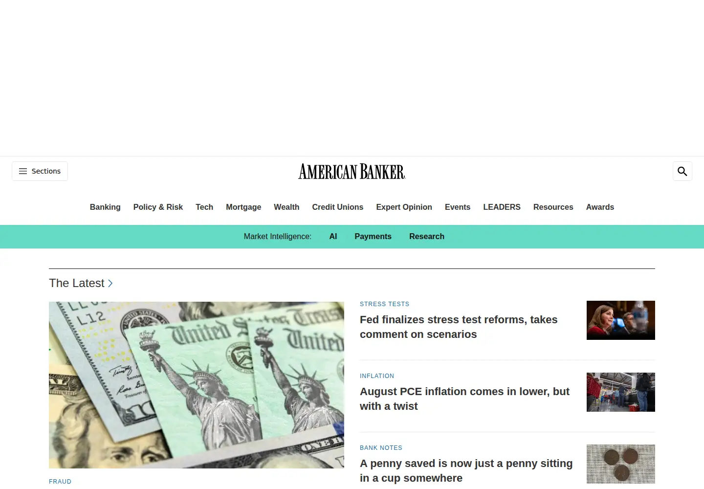 Screenshot of americanbanker.com