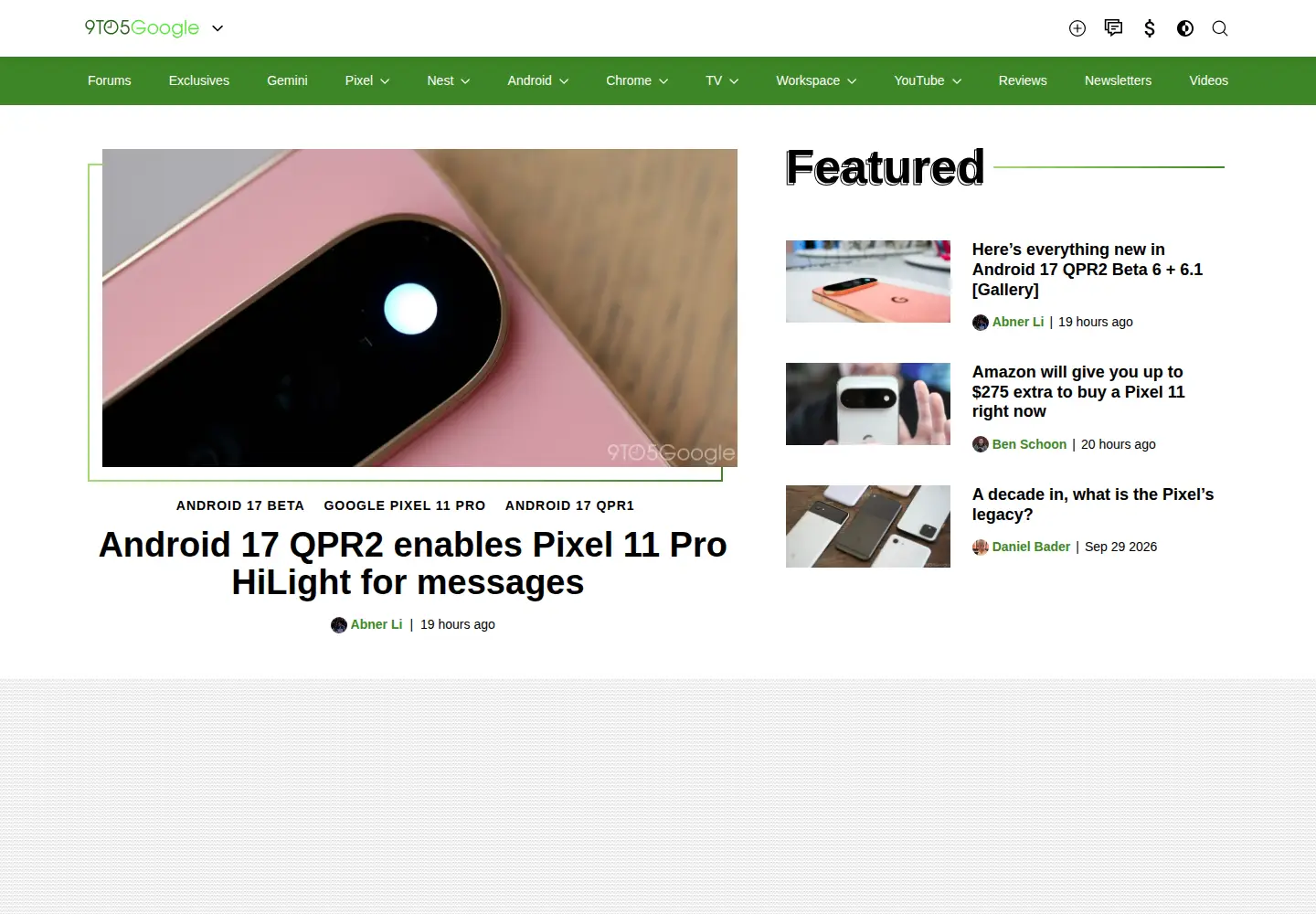 Screenshot of 9to5google.com