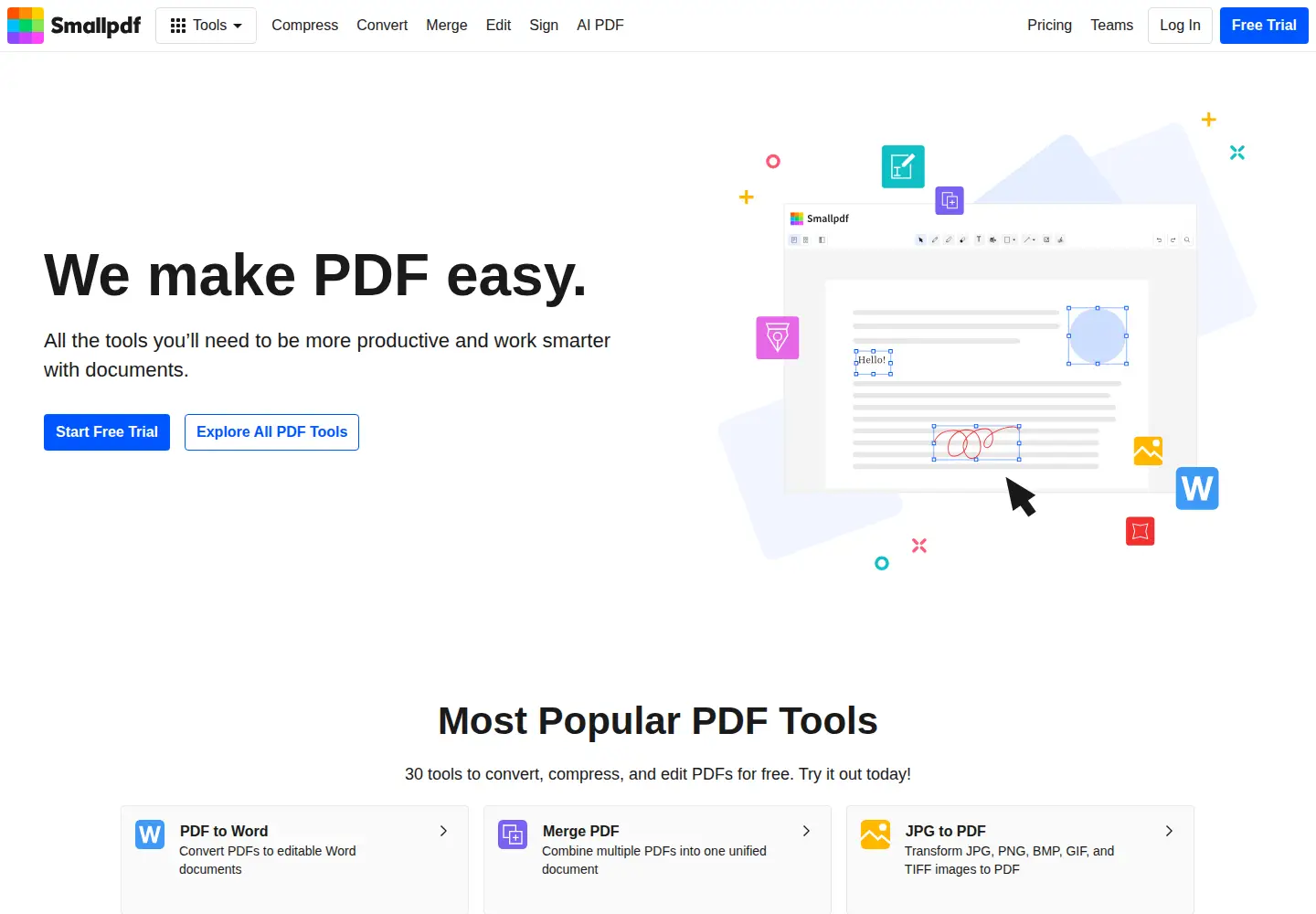 Screenshot of smallpdf.com