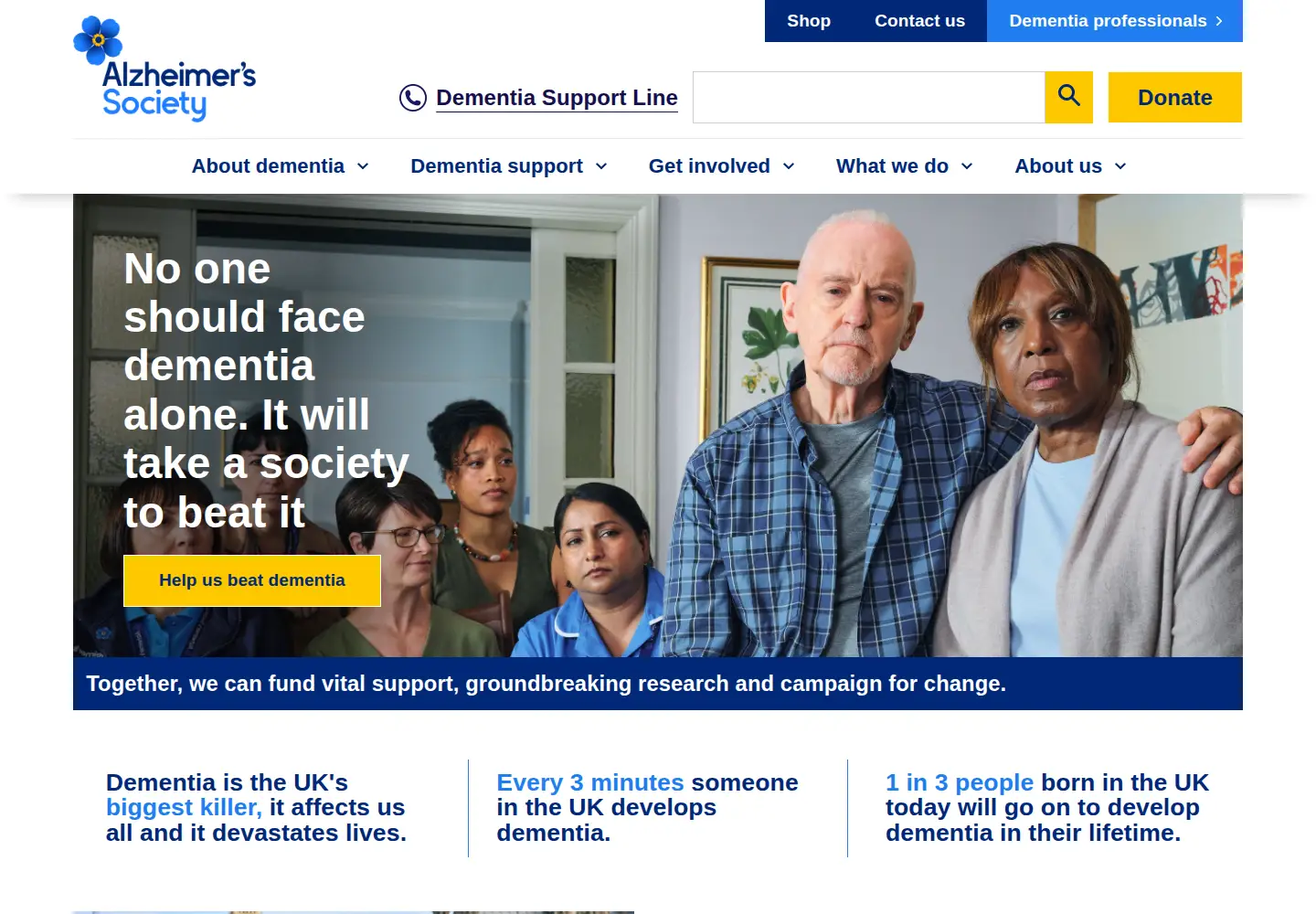 Screenshot of alzheimers.org.uk