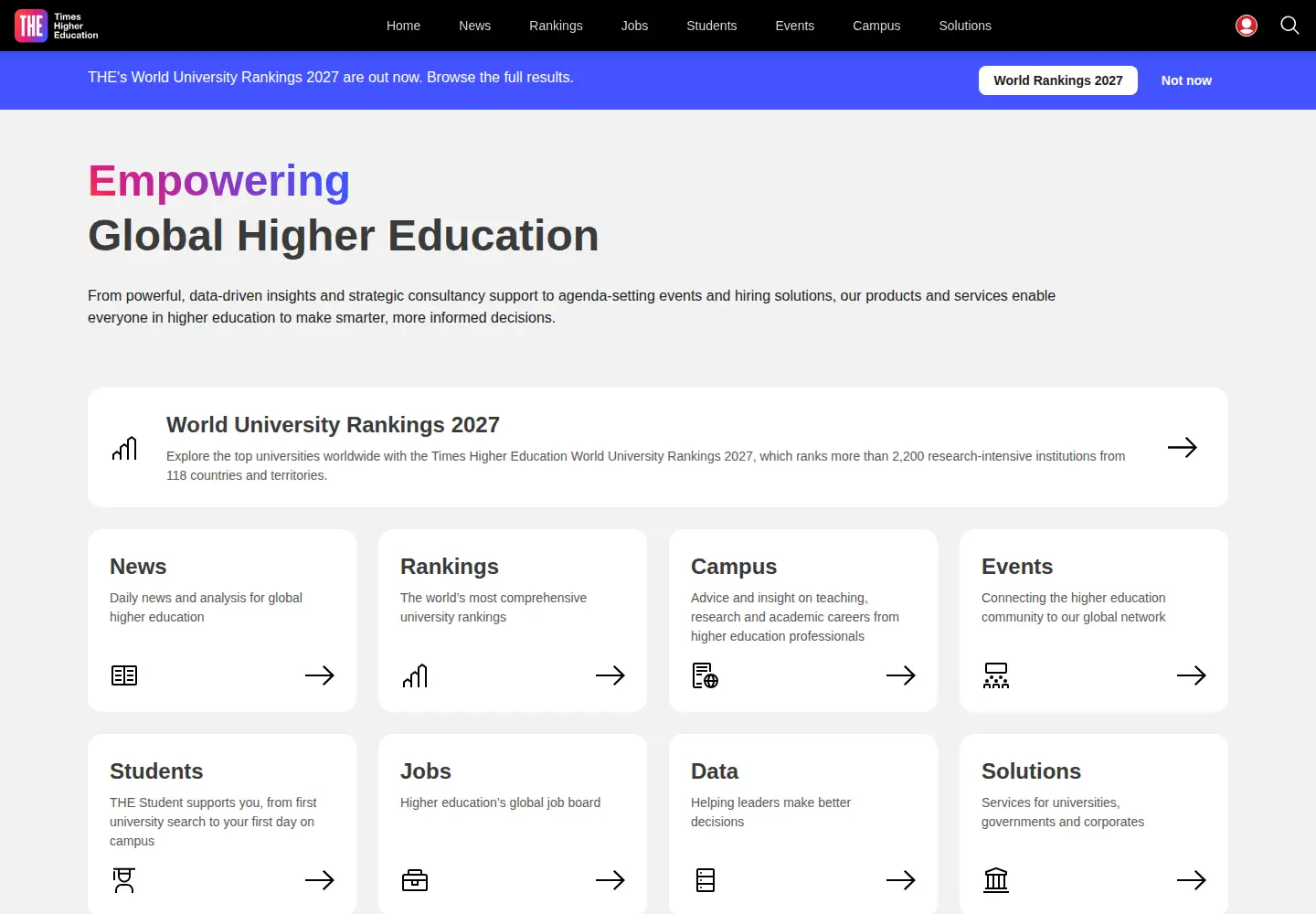 Screenshot of timeshighereducation.com