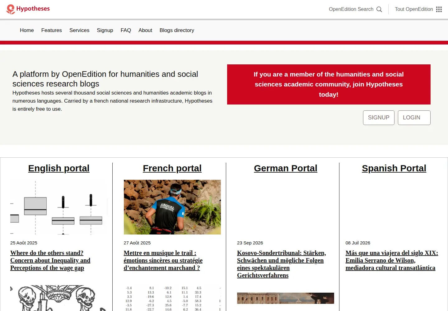 Screenshot of hypotheses.org