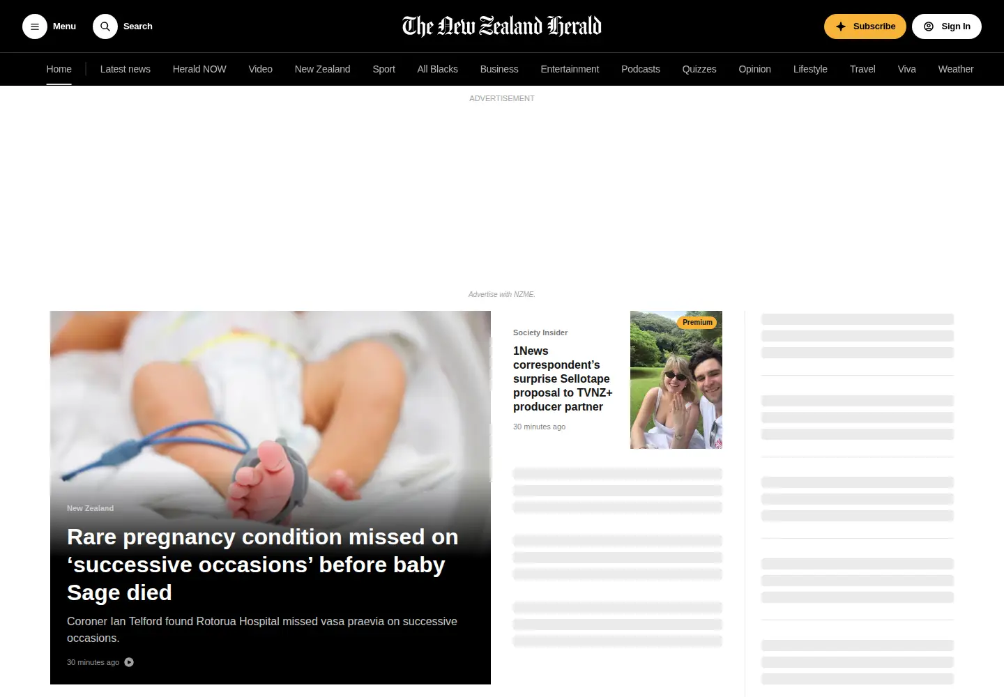 Screenshot of nzherald.co.nz