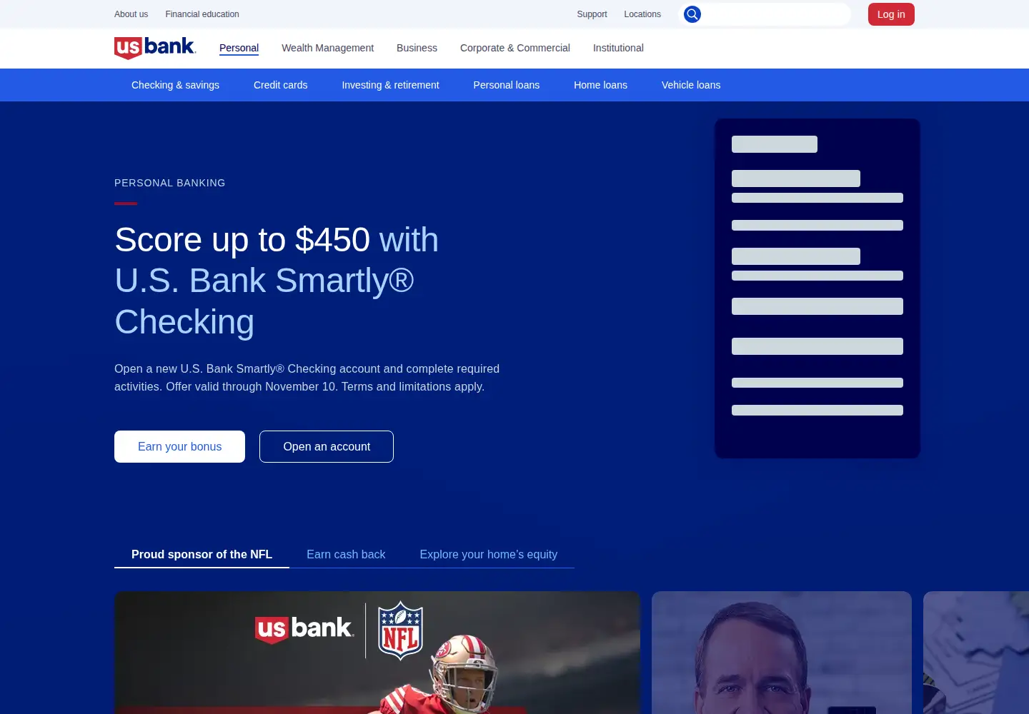 Screenshot of usbank.com