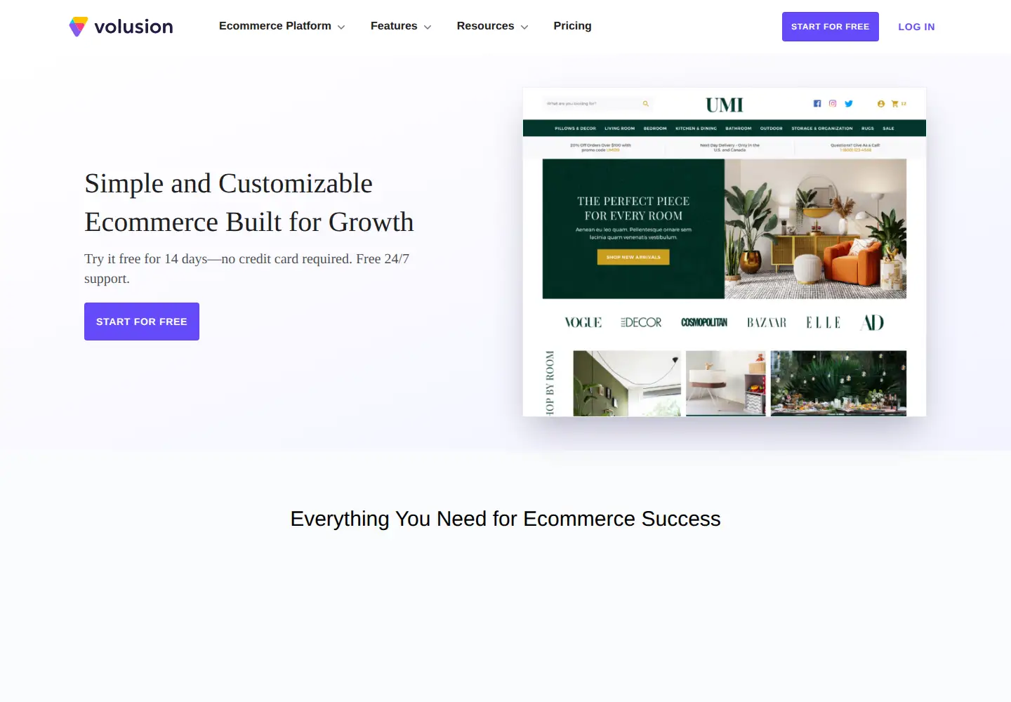 Screenshot of volusion.com