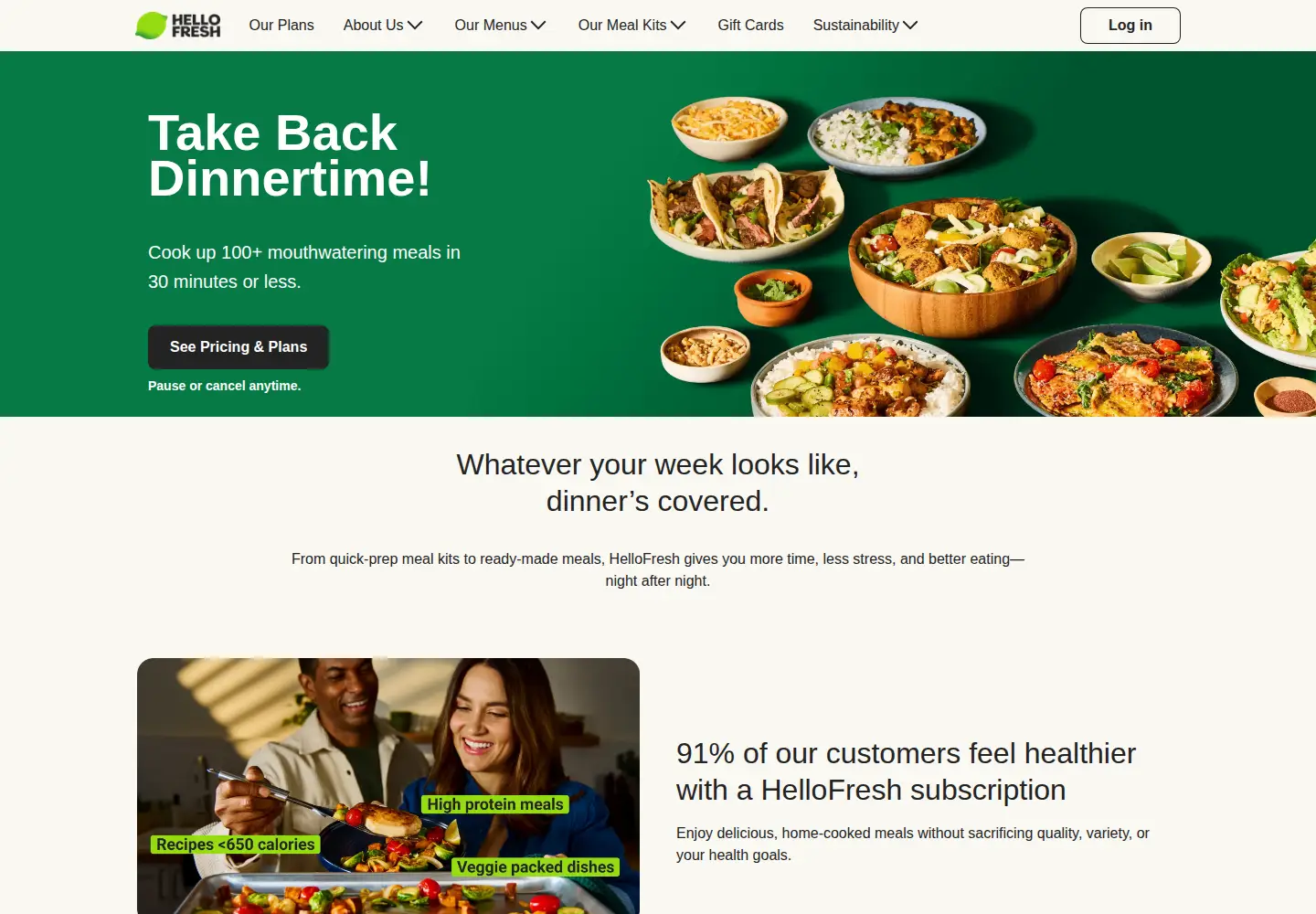 Screenshot of hellofresh.com