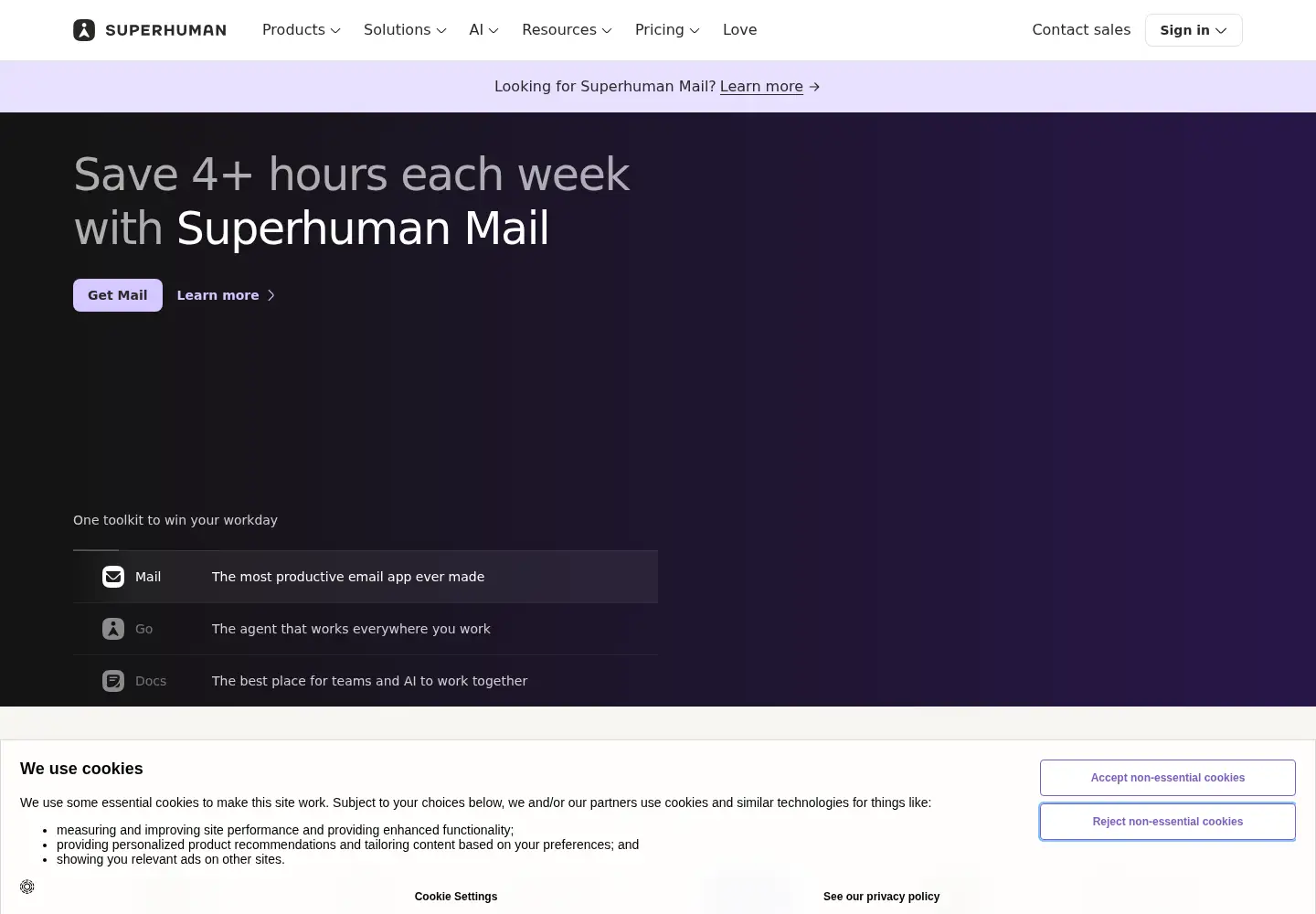 Screenshot of superhuman.com