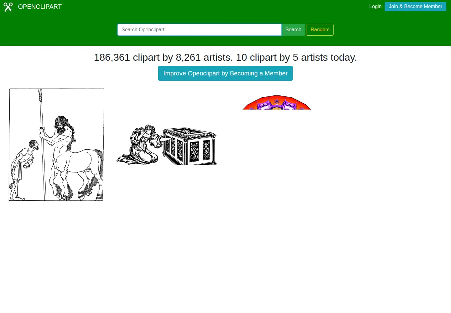 Screenshot of openclipart.org