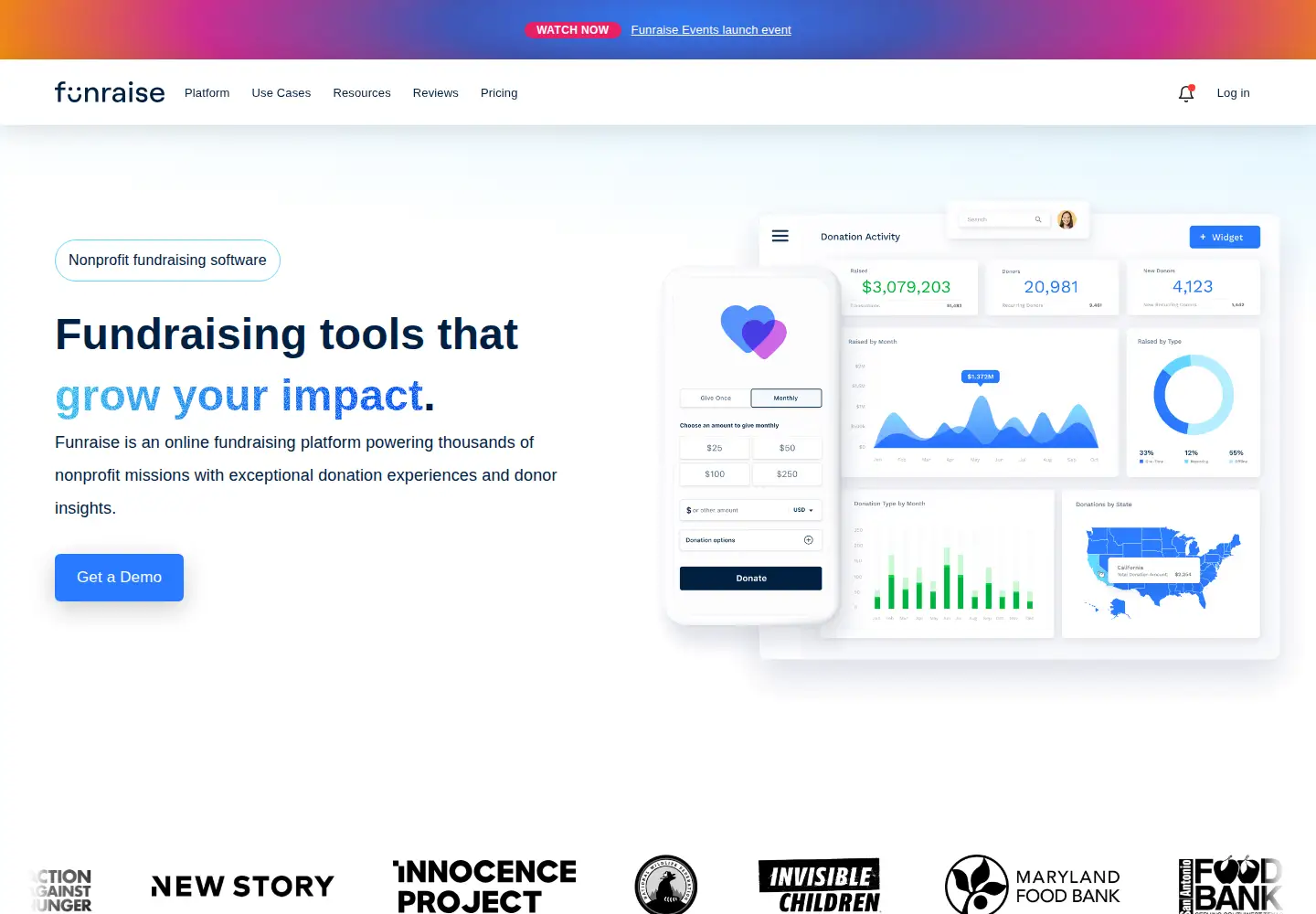 Screenshot of funraise.org