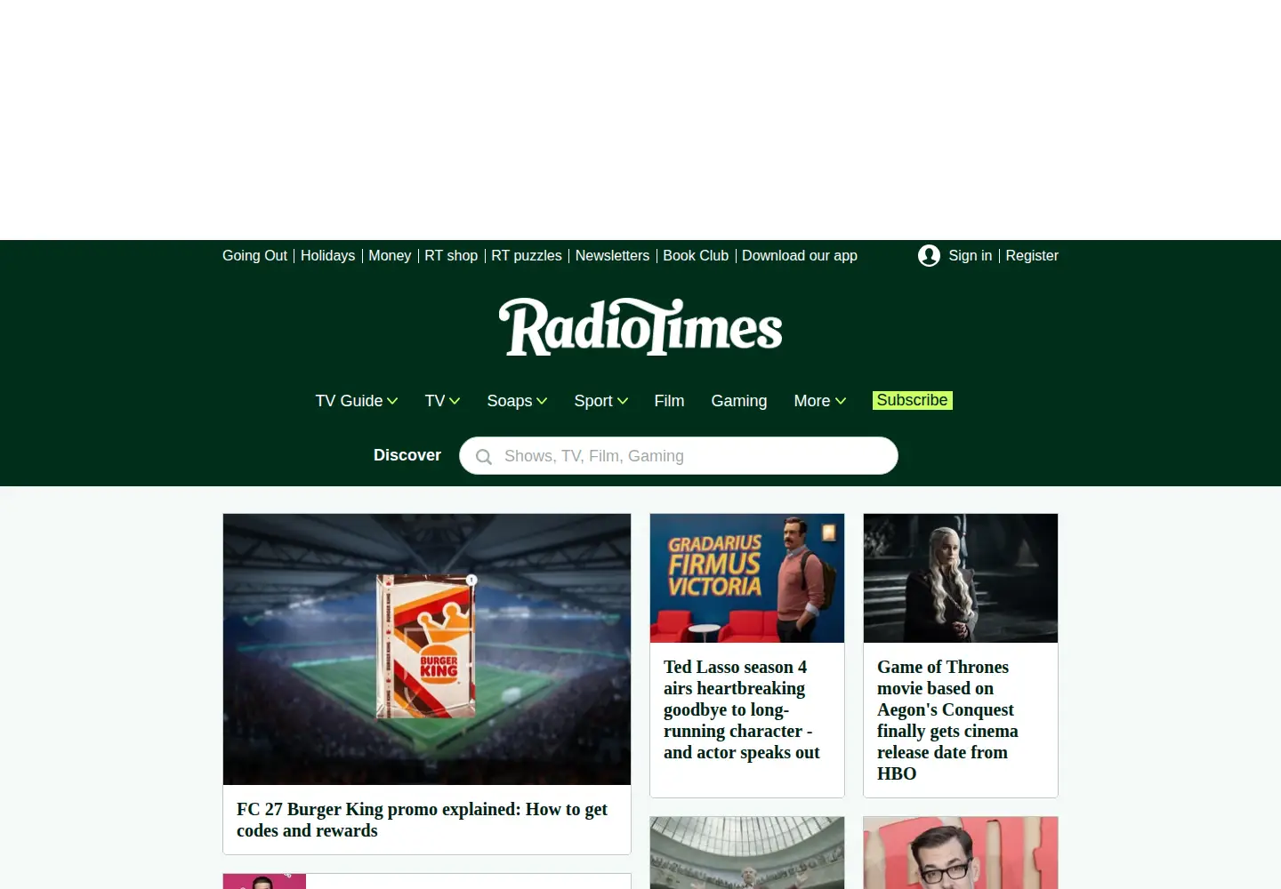 Screenshot of radiotimes.com